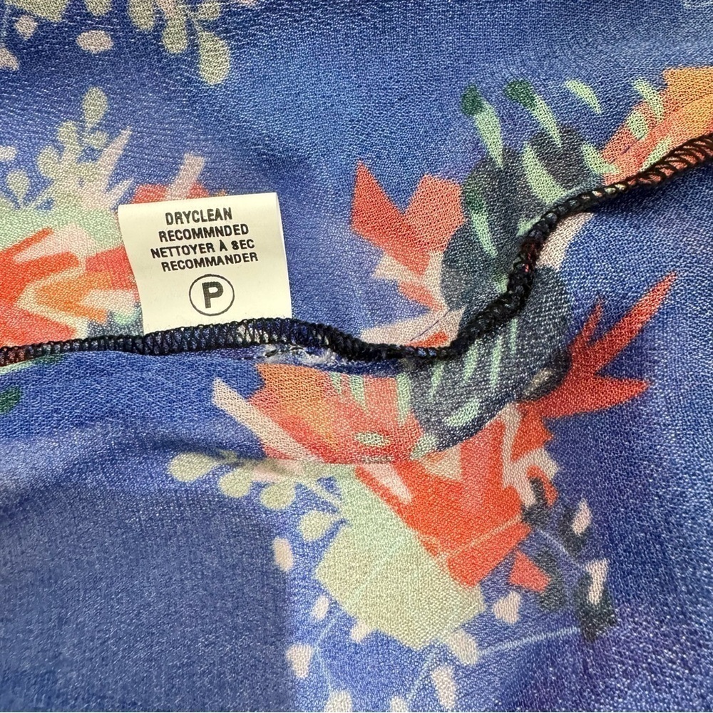 Anthropologie Bl^nk London Miranda Peasant Blouse Floral Eclectic Sz XSmall Blue - Picture 9 of 10